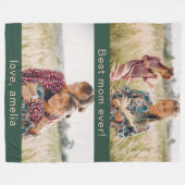 最高の母の緑2枚 フリースブランケット (正面(横))