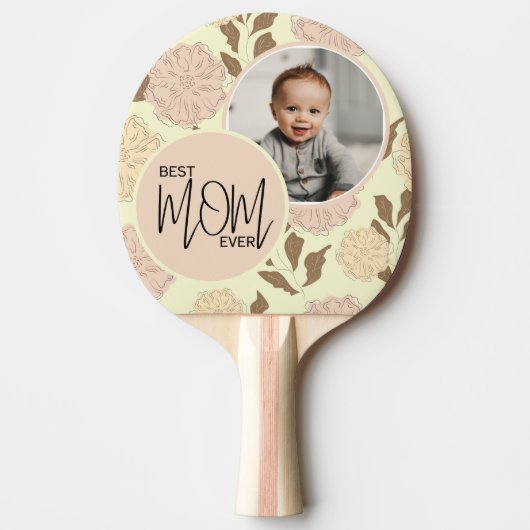最高の母の花のパターン写真 卓球ラケット (正面)