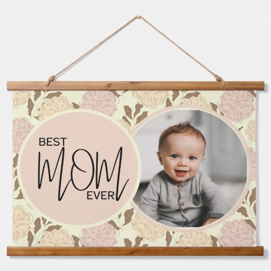 最高の母の花のパターン写真 吊り下げ型タペストリー (正面)