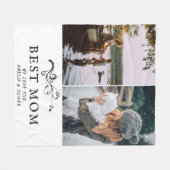 最高の母の葉2カスタム枚の写真 フリースブランケット (正面(横))