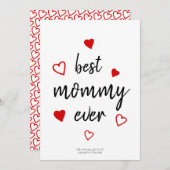 最高の母の赤いハートなし母の日 シーズンカード (正面/裏面)