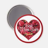 最高の母の赤いハートエレガントのモダン母の日 マグネット (正面/裏面)