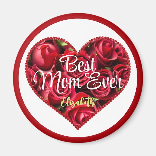 最高の母の赤いハートエレガントのモダン母の日 マグネット (正面)