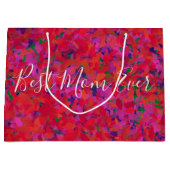 最高の母の赤いフローラガーデンの手色彩の鮮やか ラージペーパーバッグ (正面)