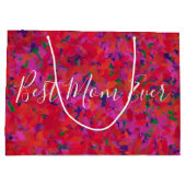 最高の母の赤いフローラガーデンの手色彩の鮮やか ラージペーパーバッグ (裏面)