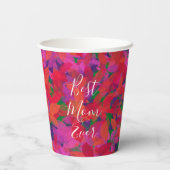 最高の母の赤いフローラガーデンの手色彩の鮮やか 紙コップ (裏面)
