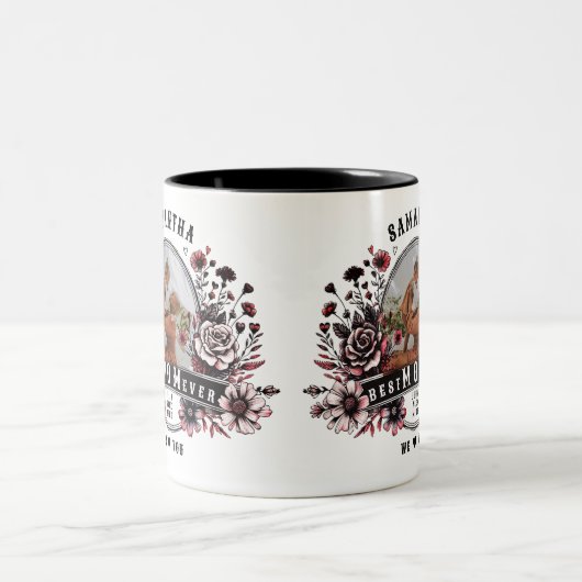 最高の母の野生の花Badass母の日の写真 ツートーンマグカップ (中央)