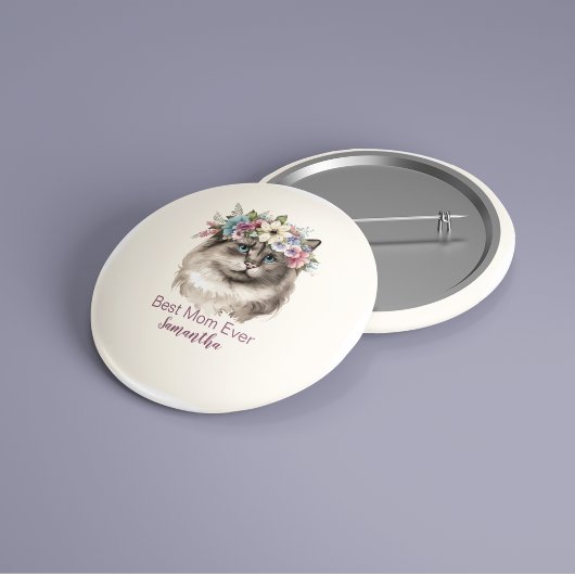 最高の母はお洒落水の色フローラ 缶バッジ