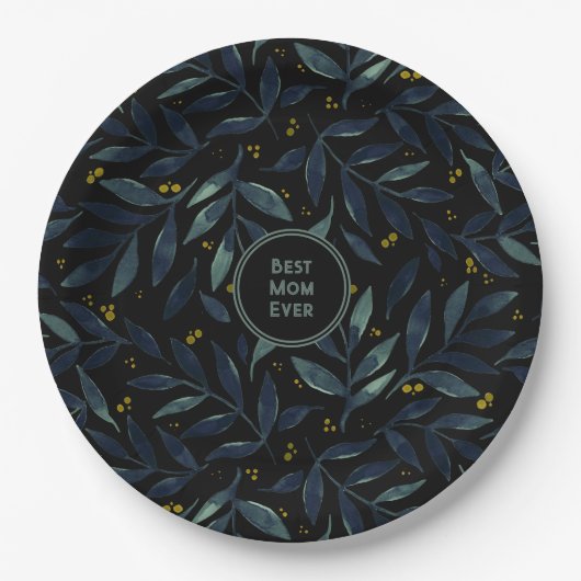 最高の母はエレガントフローラ枝 ペーパープレート (正面)