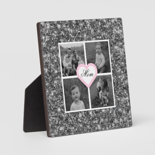 最高の母はエレガント常に銀の輝く写真プラーク フォトプラーク (正面)