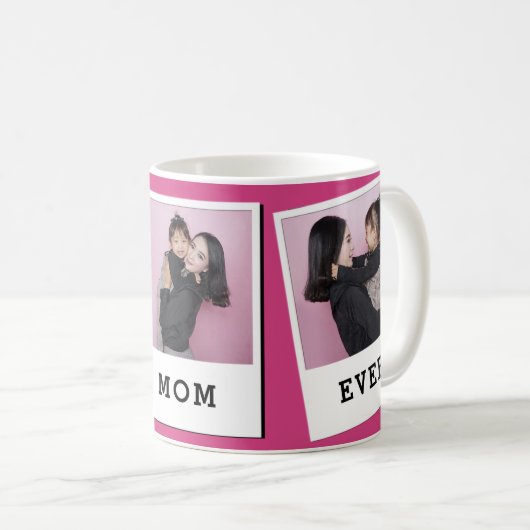 最高の母はカスタム3 Photo Mug Pink コーヒーマグカップ (正面右)