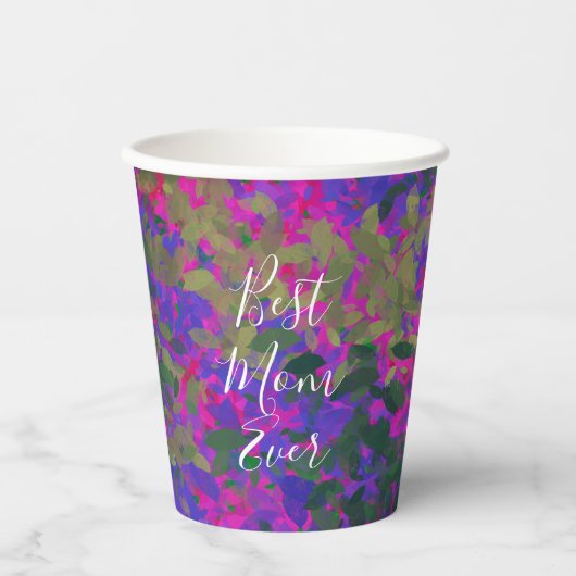 最高の母はパープルピンクガーデン色彩の鮮やかフローラ 紙コップ (正面)