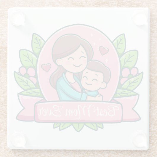 最高の母は今まで母と子カスタムは ガラスコースター (裏面)