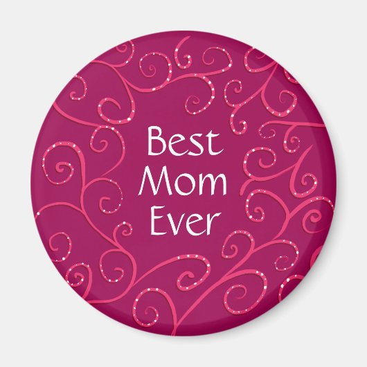 最高の母は今まエレガントでピンクの渦巻きモダン マグネット (正面)