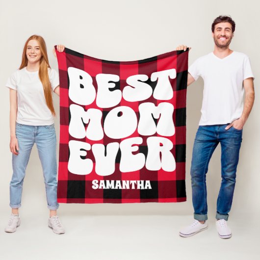 最高の母は今ま素朴で赤いバッファローの格子縞クリスマス フリースブランケット (インサイチュ)