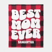 最高の母は今ま素朴で赤いバッファローの格子縞クリスマス フリースブランケット (正面)