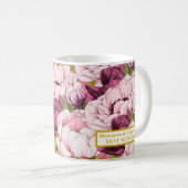 最高の母は常にカスタム金ゴールド名ピンクエレガント牡丹 コーヒーマグカップ (正面右)