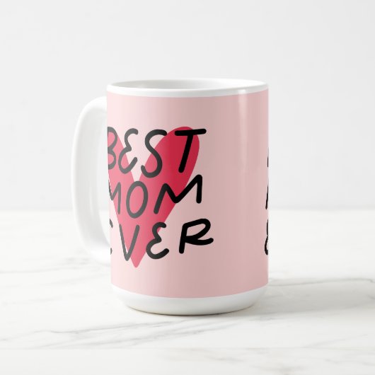 最高の母は常にハートの母モダン日 コーヒーマグカップ (正面左)