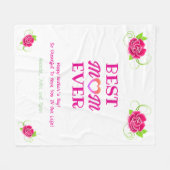 最高の母は常にピンクのバラのハート母の日の贈り物 フリースブランケット (正面(横))