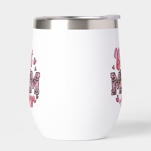 最高の母は常にピンクのフローラとヒョウの印刷 (左面)