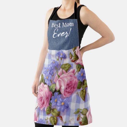 最高の母は常にピンクのフローラオールオーバープリント エプロン (インサイチュ)