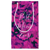 最高の母は常にピンクのフローラガーデンの手色彩の鮮やか! スモールペーパーバッグ (正面)