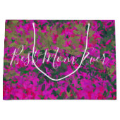 最高の母は常にピンクのフローラガーデンの手色彩の鮮やか! ラージペーパーバッグ (正面)