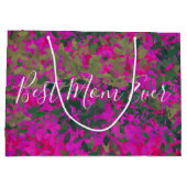 最高の母は常にピンクのフローラガーデンの手色彩の鮮やか! ラージペーパーバッグ (裏面)