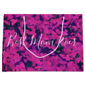 最高の母は常にピンクのフローラガーデンの手色彩の鮮やか! ラージペーパーバッグ (正面)