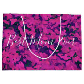 最高の母は常にピンクのフローラガーデンの手色彩の鮮やか! ラージペーパーバッグ (裏面)