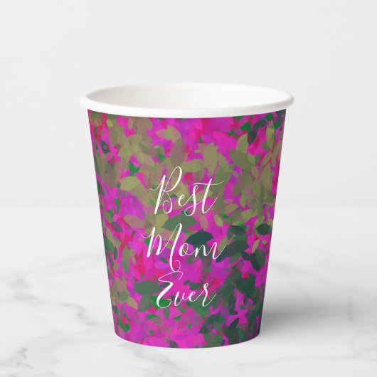 最高の母は常にピンクのフローラガーデンの手色彩の鮮やか! 紙コップ (正面)