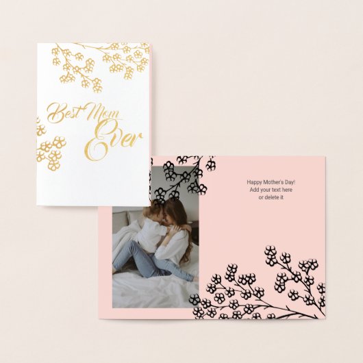 最高の母は常にピンクのフローラ母の日フォイルカード 箔カード (ディスプレー)