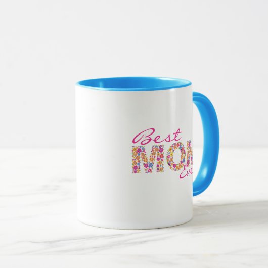 最高の母は常にマグピンクのフローラカラフルコーヒーマグ マグカップ (正面右)