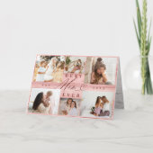 最高の母は常に写真コラージュのピンクの木目 カード (正面)