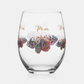 最高の母は常に茎のないワイングラス ステムなしワイングラス (裏面)