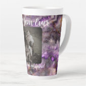 最高の母は抽象芸術紫の石英大理石 カフェラテマグ (右アングル)