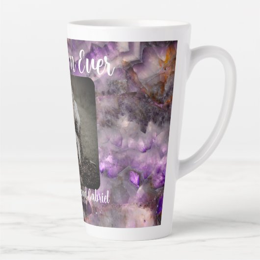 最高の母は抽象芸術紫の石英大理石 カフェラテマグ (右)