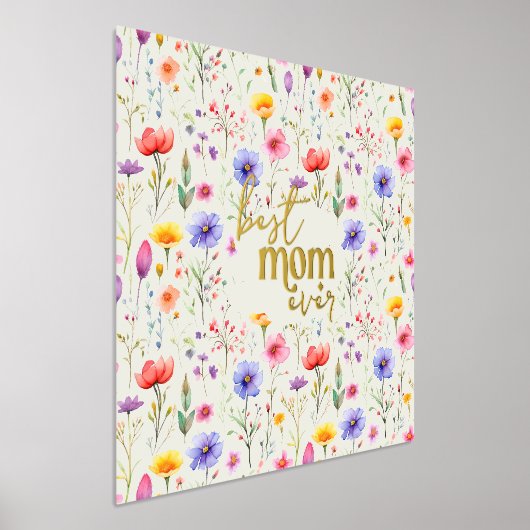 最高の母は未カラフル来の国の花金ゴールド 箔ポスター (レイダウン)