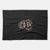 最高の母は黒カラフル キッチンタオル (横)