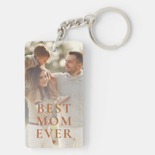 最高の母は2パーソナライズされた枚の写真と文字 キーホルダー (裏面)