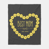 最高の母ひまわりハート名パーソナライズされた フリースブランケット (正面)