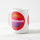 最高の母への母の日 Supermom コーヒーマグカップ (正面左)
