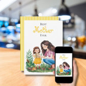 最高の母へ ガーデンでの親子 アートデザイン カード