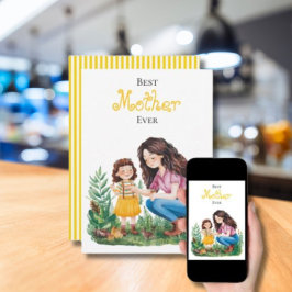 最高の母へ ガーデンでの親子 アートデザイン カード