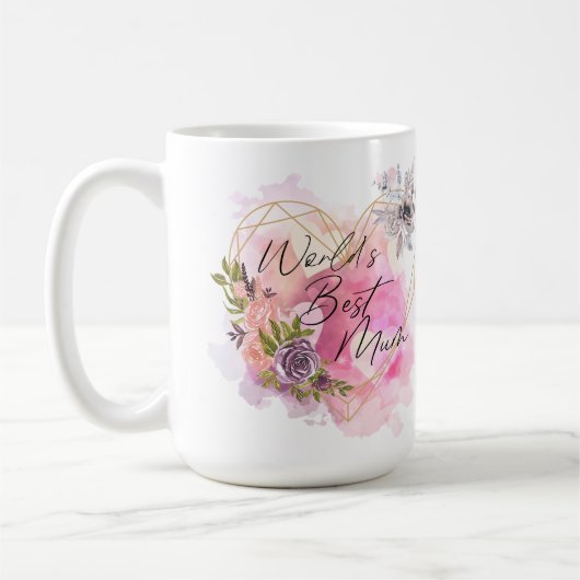 最高の母へ 世界の花束付き マザーズデイ 誕生日プレゼント コーヒーマグカップ (左)