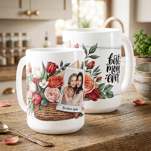 最高の母へ 花束と写真の母の日ギフト コーヒーマグカップ