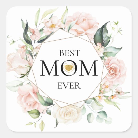 最高の母エバカラフルフローラリース スクエアシール (正面)