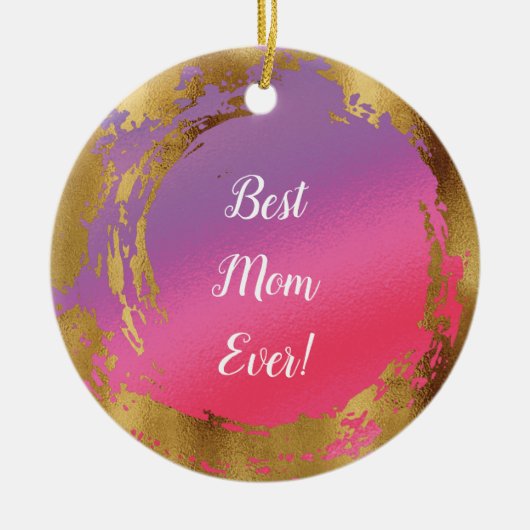 最高の母エバガーリーシック金ゴールド セラミックオーナメント (正面)