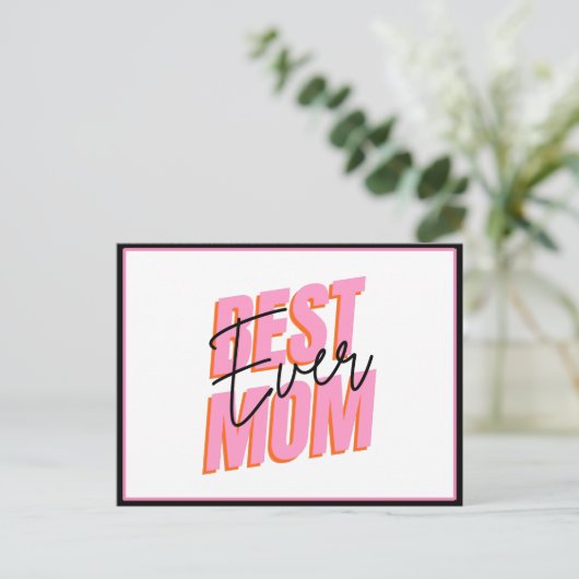 最高の母エバモダンタイポグラフィ母の日シック ポストカード (スタンド正面)