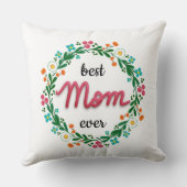 最高の母エバモダンー明るいカラフルフローラリース クッション (裏面)